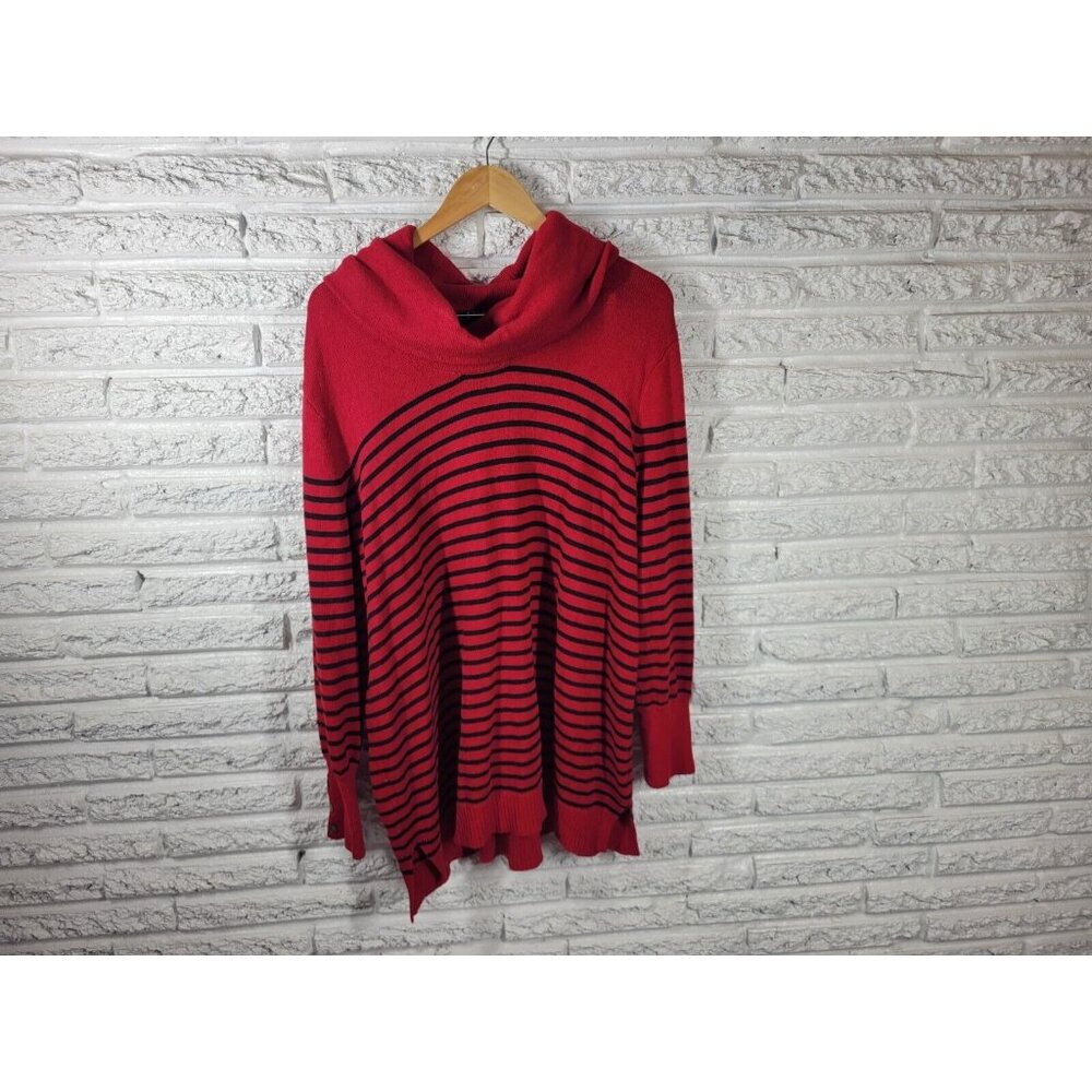 Lauren Ralph Lauren Sweater Womens 3X Red Striped Turtleneck Pullover SWE43E